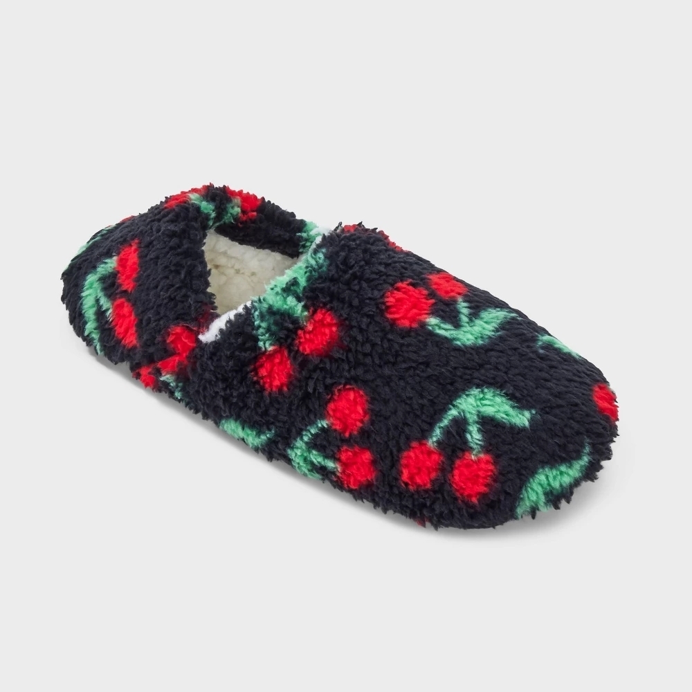 Women Cherrie Cozy Fleece High Cut Pull-On Slipper Sock with Gripper
